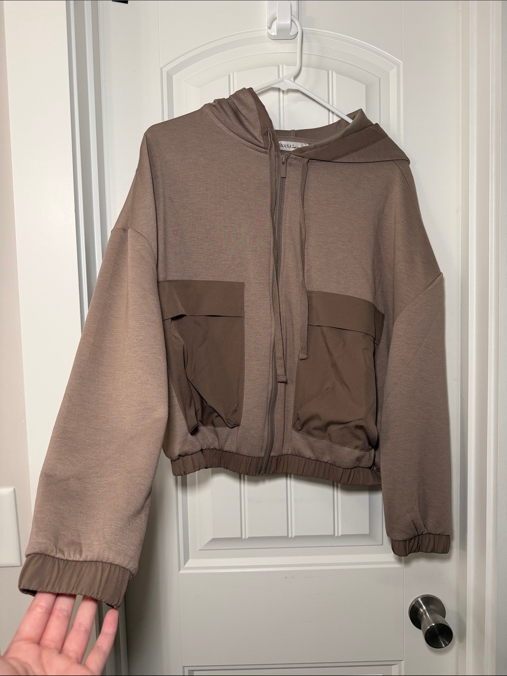 Zenana Outfitters Brown Two-Tone Zip Hoodie